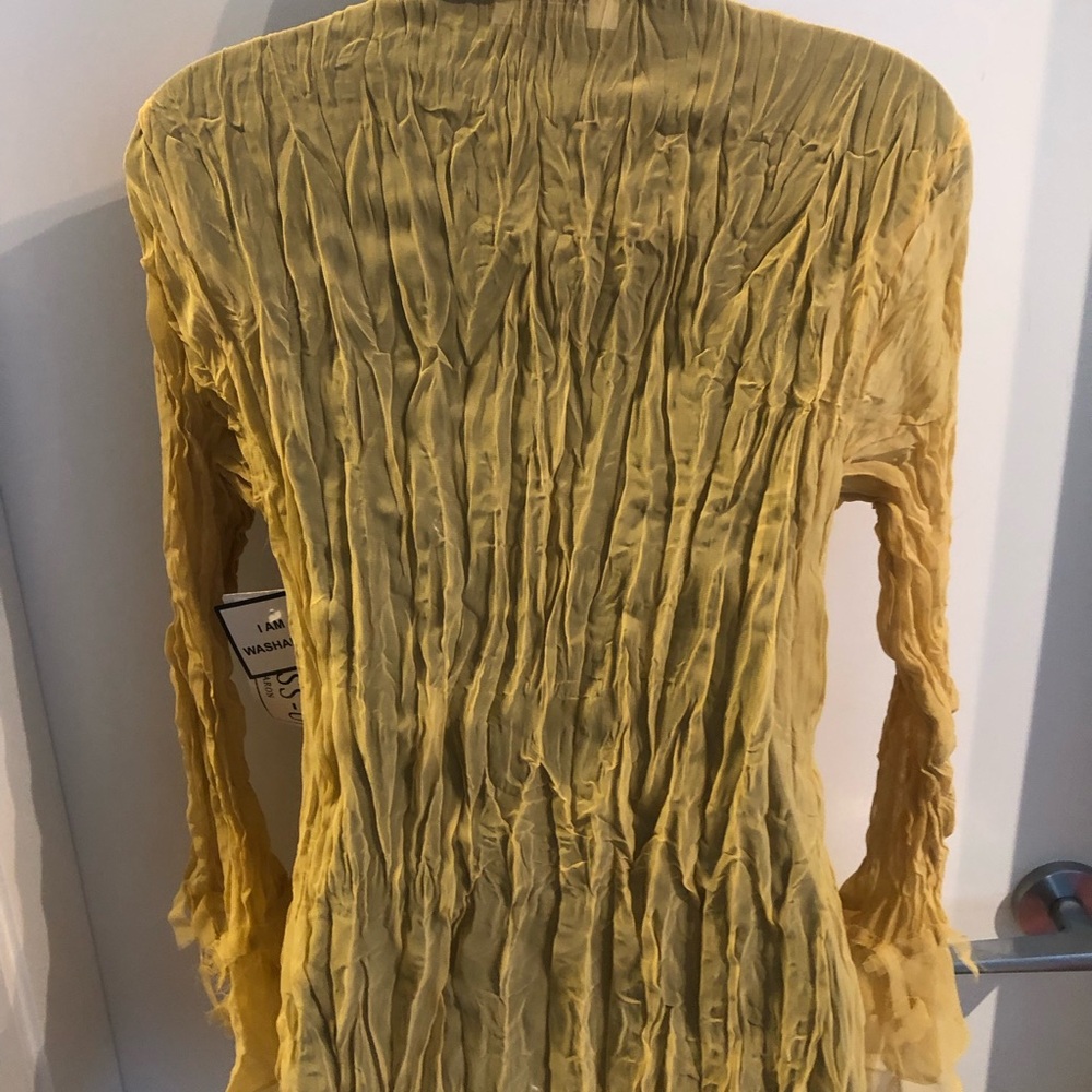 5/$20 DRESS U by SHARON M Gold Crinkle and feathery stretchy blouse - Picture 9 of 10